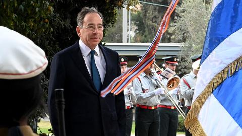 US Ambassador to Israel Tom Nides presents his credentials to Israeli President Isaac Herzog. in Jerusalem, Israel, on December 5, 2021. (US Embassy Jerusalem via Flickr)