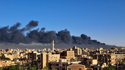 Smoke rises during clashes between the Sudanese Armed Forces and the paramilitary Rapid Support Forces (RSF) in Khartoum, Sudan on April 19, 2023. (Photo by Ahmed Satti/Anadolu Agency via Getty Images)