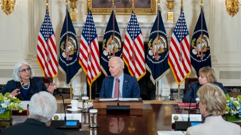 Joe Biden holds a meeting with his science and technology advisors at the White House on April 4, 2023, in Washington, DC. (The White House via Flickr)