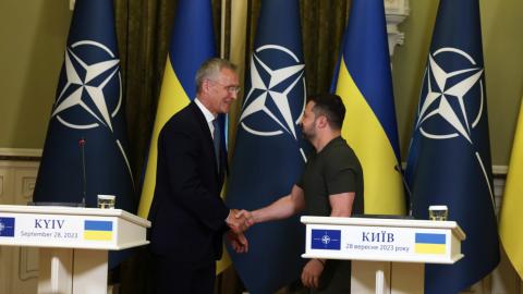 NATO Secretary General Jens Stoltenberg meets with President of Ukraine Volodymyr Zelenskyy (NATO via Flickr)