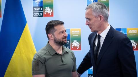 President Volodymyr Zelenskyy with NATO Secretary General Jens Stoltenberg on July 12, 2023. (NATO via Flickr)