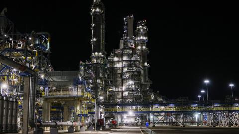 Gazprom's Amur Gas Processing Plant is shown near the town of Svobodny on September 13, 2023. (Mikhail Metzel/AFP via Getty Images)