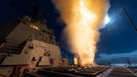 A Standard Missile -3 Block IIA, or SM-3 Blk IIA, is launched from U.S. Navy Arleigh Burke-class guided missile destroyer USS McCampbell (DDG 85) off the coast of the Pacific Missile Range Facility, Hawaii, during Flight Test Other-23 or FTX-23, February 8, 2024. (courtesy photo/released)