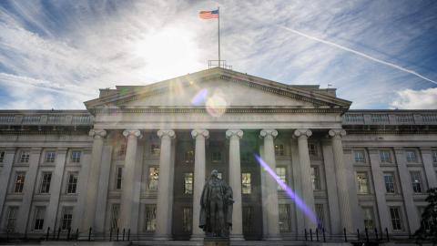 The Treasury Building is seen in Washington, DC, on January 18, 2023. (Mandel Ngan/AFP via Getty Images)