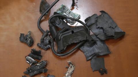 A photo taken on September 18, 2024, in Beirut's southern suburbs shows the remains of exploded pagers on display at an undisclosed location. Hundreds of pagers used by Hezbollah members exploded across Lebanon on September 17, killing at least nine people and wounding around 2,800 in blasts the Iran-backed militant group blamed on Israel. (Photo by AFP) (Photo by -/AFP via Getty Images) pager explosion israel iran michael doran