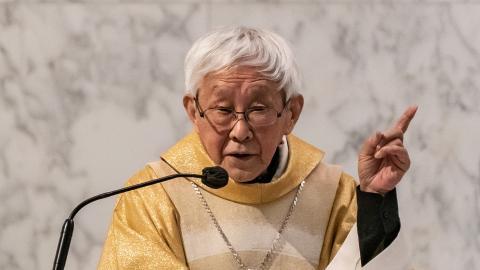 Cardinal Joseph Zen preaches a sermon during a mass at the Holy Cross Church on May 24, 2022, in Hong Kong, China. (Anthony Kwan/Getty Images)