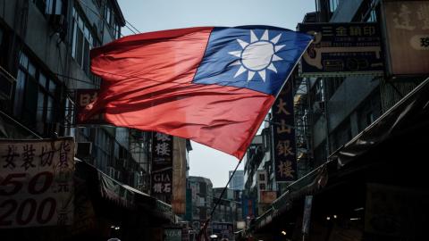 A Taiwanese flag in Kaohsiung on January 10, 2024. (Yasuyoshi Chiba/AFP via Getty Images)