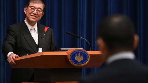 Japan's new prime minister, Shigeru Ishiba, speaks during a press conference on October 1, 2024, in Tokyo, Japan. (Yuichi Yamazaki via Getty Images)