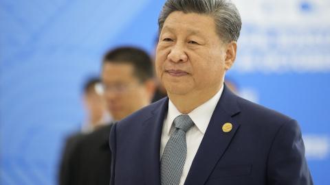 Chinese President Xi Jinping arrives at the BRICS summit in Kazan, Russia, on October 24, 2024. (Alexander Zemlianichenko/AFP via Getty Images)