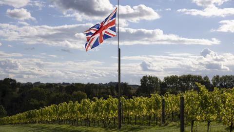 The Union Flag flies above Exton Park vineyard in Southampton, England. (Dan Kitwood via Getty Images)