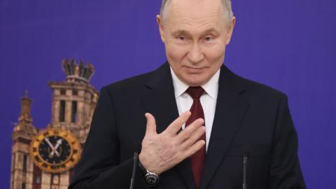 Russian President Vladimir Putin speaks during the awarding ceremony at the Moscow State University, on January 24, 2025, in Moscow, Russia. Putin visited the oldest university in Russia, marking the Russian Students Day. (Photo by Contributor/Getty Images)