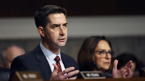 Senator Tom Cotton (R-AK) in a hearing on Capitol Hill on January 14, 2025, in Washington, DC. (Photo by Anna Moneymaker/Getty Images)