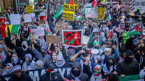 Pro-Palestinian demonstrators during an "International Day of Action for Palestine". (Michael Nigro/Pacific Press/LightRocket via Getty Images)