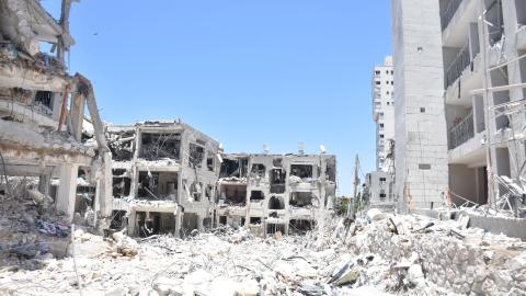 A view of the damage is seen after a missile launched from Iran reportedly struck the area on June 15, in retaliation for recent Israeli attacks, in Bat Yam, south of Tel Aviv, Israel, on June 20, 2025. (Yair Palti/Anadolu via Getty Images)