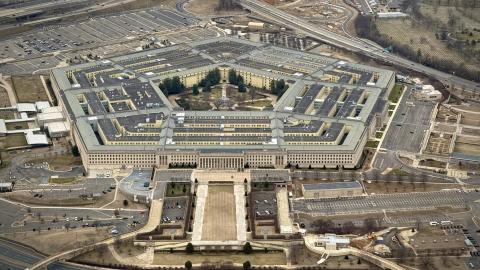 The Pentagon, heaquarters of the US Department of Defense, is seen from the air on February 8, 2025, in Washington, DC. (J. David Ake via Getty Images)