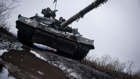 Ukrainian servicemen drive a tank near Pokrovsk, Ukraine, on December 23, 2024. (Getty Images)