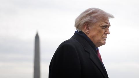 U.S. President Donald Trump speaks to reporters before boarding Marine One on the South Lawn at the White House on December 13, 2025 in Washington, DC. Trump is set to travel to Baltimore, Maryland, where he is expected to attend the annual Army-Navy collegiate football game. (Photo by Tom Brenner/Getty Images)