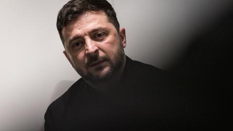 Ukrainian President Volodymyr Zelensky during a meeting at the Chancellery on December 15, 2025, in Berlin, Germany. (Getty Images)