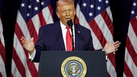 President Donald Trump addresses a House Republican retreat on January 6, 2026, in Washington, DC. (Getty Images)