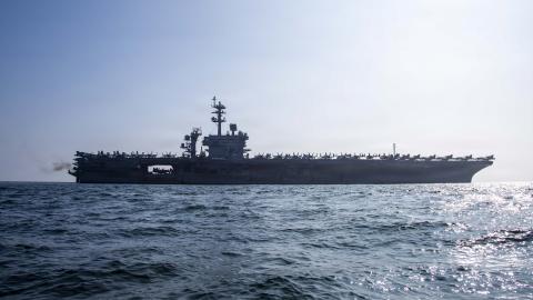 The USS Abraham Lincoln sails in the Arabian Sea on February 11, 2026. (US Navy)