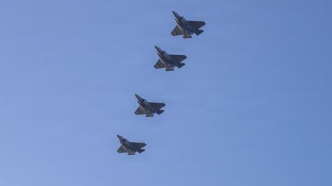 U.S. Navy aircraft fly over the flight deck of Nimitz-class aircraft carrier USS Abraham Lincoln (CVN 72) in support of Operation Epic Fury, March 3, 2026. (U.S. Navy photo)