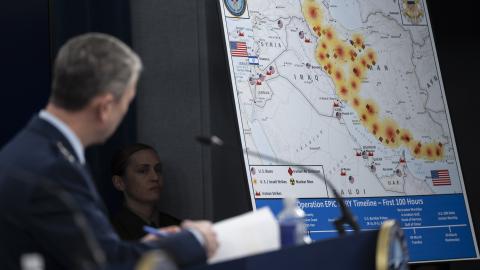 Secretary of War Pete Hegseth and Chairman of the Joint Chiefs of Staff U.S. Air Force Gen. Dan Caine conduct a press briefing on Operation Epic Fury at the Pentagon, Washington, D.C., March 4, 2026. (DoW photo by U.S. Navy Petty Officer 1st Class Alexander Kubitza)