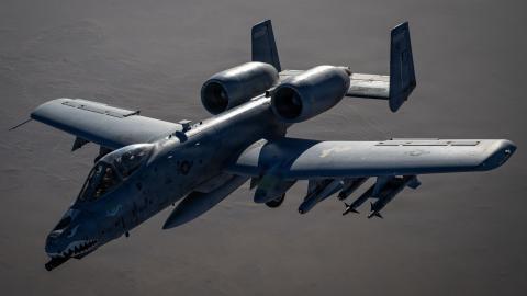 A U.S. Air Force A-10 Thunderbolt II aircraft flies over the U.S. Central Command area of responsibility during Operation Epic Fury, March 9, 2026. (U.S. Air Force photo)