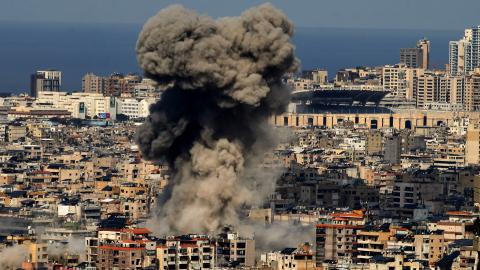 Black smoke billows from an Israeli air strike on an alleged pro-Iranian Hezbollah target in southern Beirut, on March 4, 2026. (Getty Images)
