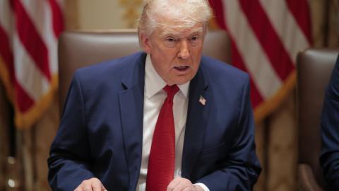 President Donald Trump speaks during a Cabinet meeting in the White House on March 26, 2026, in Washington, DC. (Getty Images)