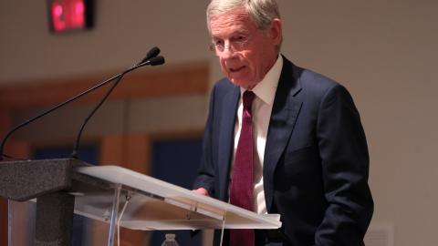 Harvey Mansfield speaking at the Art Museum at Arizona State University in Tempe, Arizona