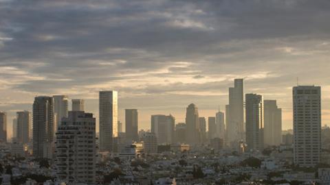 The Tel Aviv skyline at sunrise on January 15, 2017. (Chris McGrath/Getty Images)