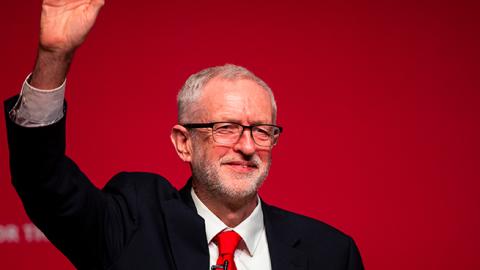  Labour leader Jeremy Corbyn gives his keynote speech to the Scottish Labour Party Conference at the Caird Hall on March 8, 2019 in Dundee, Scotland. (Getty Images)