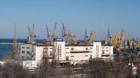 Part of the port of Odessa, one of Ukraine's major gateways to the world on the Black Sea, is seen on March 28, 2022, in Odessa, Ukraine. (Getty Images)