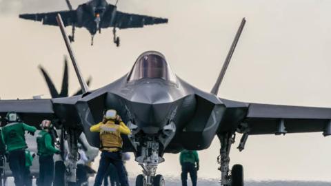 An F-35C on the USS George Washington during VFA-101 Squadron Carrier Qualifications on August 14, 2016. (Todd R. McQueen)