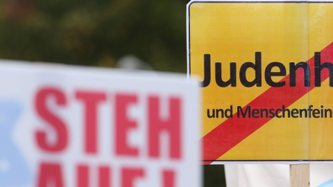 The Central Council of Jews in Germany organized the demonstration after anti-Semitic incidents in the country occurring in the wake of the conflict in Gaza this summer, on September 14, 2014 in Berlin, Germany. (Adam Berry/Getty Images)