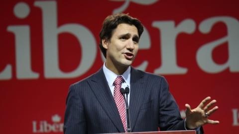 Liberal Party Leader Justin Trudeau gives speech at the Hilton/Toronto Markham Suites. (Vince Talotta/Toronto Star via Getty Images)