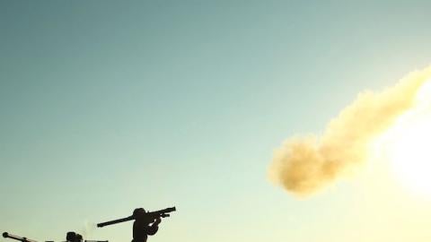 A soldier fires a portable air defense rocket during the International military games 'Masters of Antiaircraft Battle - 2015' outside the Russian southern town of Yeisk on August 6, 2015. (SERGEI VENYAVSKY/AFP/Getty Images)