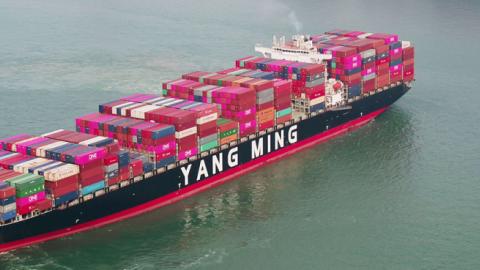 Cargo ships berth at a port on May 8, 2019 in Qingdao, Shandong Province of China. (Yu Fangping/VCG via Getty Images)