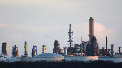 A general view of the Fawley oil refinery, owned by Esso, on February 10, 2019 in Southampton, England. The nearby Port of Southampton is a passenger and cargo port in the central part of the south coast of England