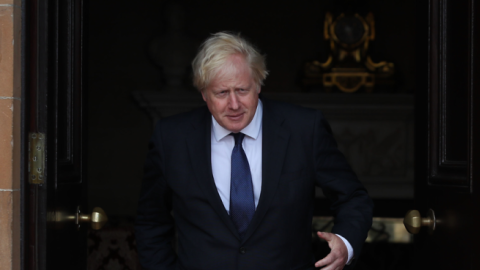 Prime Minister Boris Johnson during his visit to Belfast on August 13, 2020 in Belfast, Northern Ireland. (Brian Lawless - WPA Pool/Getty Images)