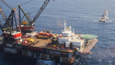 A processing rig by Israel’s Leviathan natural-gas field near the city of Caesarea on January 31, 2019.