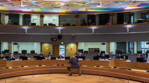 Commission Vice-President Josep Borrell chairs the informal videoconference roundtable with the Ministers responsible for Development Cooperation in the European Council on April 29, 2021 (Photo by OM/EU Pool/Getty Images)