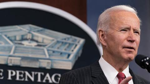 President Joe Biden speaks at the Pentagon February 10, 2021 in Washington, DC. (Photo by Alex Brandon - Pool/Getty Images)