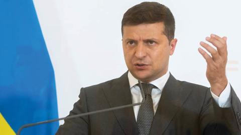 President of Ukraine Volodymyr Selensky at his official visit in Austria at Federal Chancellery on September 15, 2020 in Vienna, Austria. Press conference with the Austrian Federal Chancellor. (Photo by Martin Juen/SEPA.Media /Getty Images)