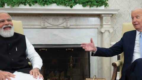 US President Joe Biden meets with Indian Prime Minister Narendra Modi in the Oval Office of the White House on September 24, 2021, in Washington, DC. (Photo by JIM WATSON/AFP via Getty Images)