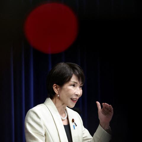 Japan's Prime Minister Sanae Takaichi addresses a news conference at the prime minister's office in Tokyo on February 18, 2026. (Getty Images) 