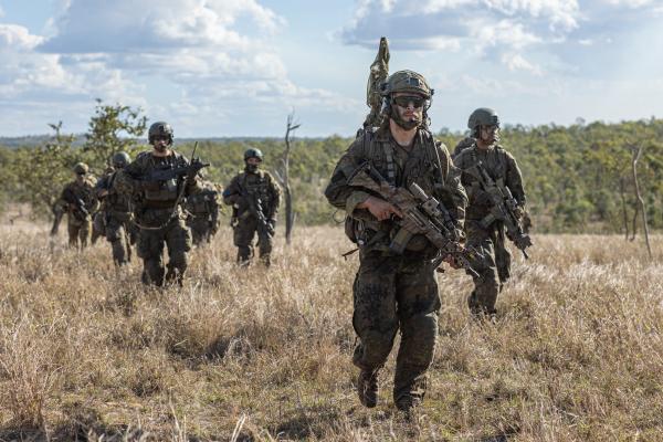 Joint Pacific Forces conduct Air Assault training during the Joint Pacific Multinational Readiness Center (JPMRC) rotation at Townsville Field Training Area (TFTA), Townsville, Australia, August 1, 2023.  (U.S. Army photo by Spc. Mariah Aguilar)