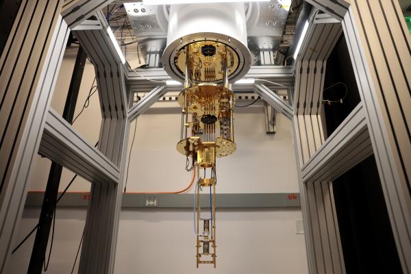 The Dilution refrigerator inside Amazon's quantum networking lab in Brighton, Massachusetts, on June 28, 2023. (Jessica Rinaldi/The Boston Globe via Getty Images)