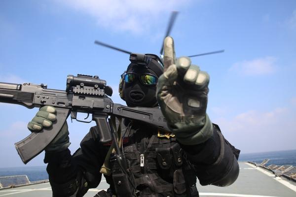 Iranian and Russian navies attend a joint military exercise in the Arabian Sea and north of the Indian Ocean on February 17, 2021. (Iranian Army/Handout/Anadolu Agency via Getty Images)