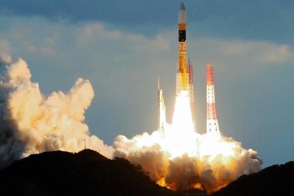 The H2A-43 carrying date relay satellites lifts off from the Japan Aerospace Exploration Agency (JAXA) Tanegashima Space Center on November 29, 2020, in Minamitane, Japan. (Photo by the Asahi Shimbun via Getty Images)